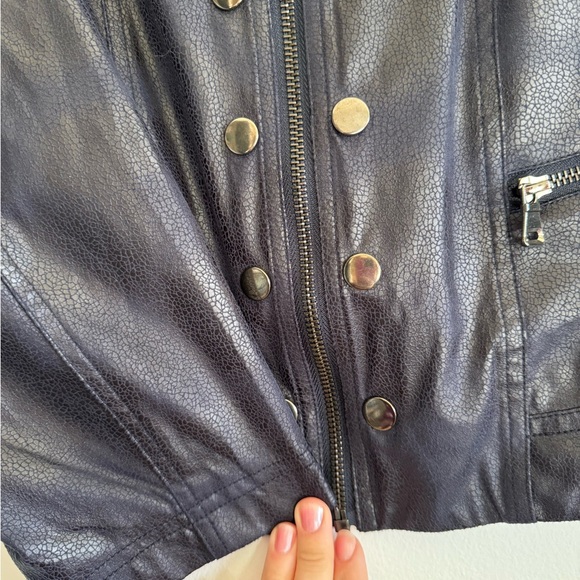 Cleo moto biker light weight navy fall jacket size XL - Picture 3 of 11